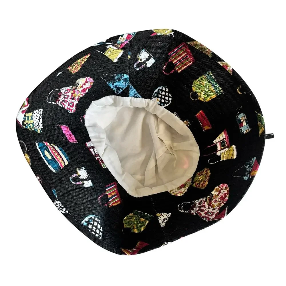 Retro Fashion Handbag Purse Print Bucket Hat Black Multicolor Whimsy Eclectic
